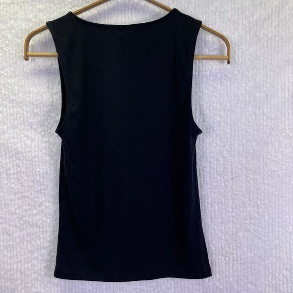 Wilfred Aritzia Black White Rosette Sleeveless Birch Deep V-Neck Bloom Top Small - Picture 5 of 8